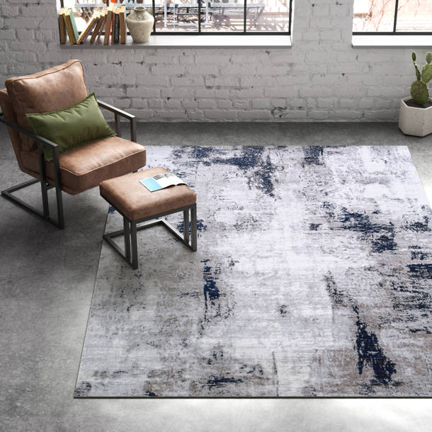 Steelside™ Cornwell Abstract Aqua/Navy Area Rug & Reviews Wayfair